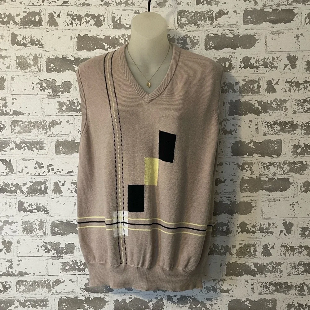 Vintage Titleist Golf Sweater Vest Made in Scotland 100 Cotton Preppy geometric